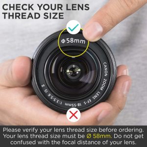 Altura Photo 58MM 0.35x Fisheye Wide Angle Lens (w/Macro Portion) for DSLR Cameras EOS Rebel 70D 77D 80D 90D T8i T7 T7i T6i T6s T6 T5i T5 T4i T3i T100 SL1 SL2 SL3