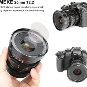 Meike 25mm T2.2 Manual Focus Prime Mini Cinema Lens for Micro Four Thirds MFT M43 Mount Cameras