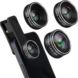 Phone Camera Lens, Godefa 3 in 1 Phone Lens kit-205° Fisheye Lens + Macro Lens + 120° Wide Angle Lens,Clip on Cell Phone Camera Lens Kits Compatible with iPhone,Most Smartphones