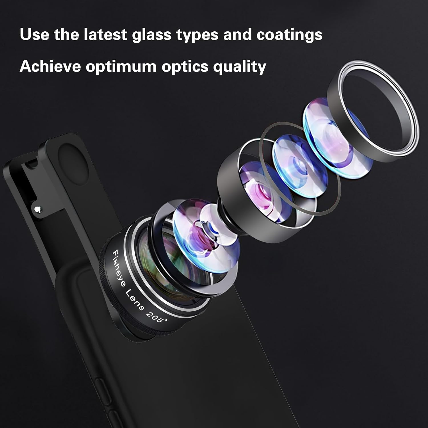 Phone Camera Lens, Godefa 3 in 1 Phone Lens kit-205° Fisheye Lens + Macro Lens + 120° Wide Angle Lens,Clip on Cell Phone Camera Lens Kits Compatible with iPhone,Most Smartphones