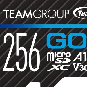 TEAMGROUP GO Card 256GB Micro SDXC UHS-I U3 V30 4K for GoPro & Action Cameras High Speed Flash Memory Card with Adapter for Outdoor, Sports, 4K Shooting TGUSDX256GU303
